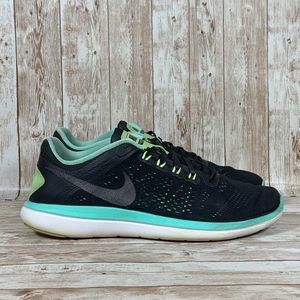 Nike Flex 2016 RN Athletic Running Lace Up Shoes Black Blue Women's Size 9.5